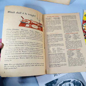 Vintage Culinary Ephemera — 7-Piece Mid-Century Recipe Pamphlet Bundle (c.1950s–1970s) — Campbell’s, Wesson “101 Ways to Cook Chicken,” Hamilton Beach | Illustrated, Culinary History