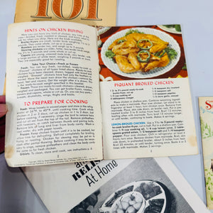 Vintage Culinary Ephemera — 7-Piece Mid-Century Recipe Pamphlet Bundle (c.1950s–1970s) — Campbell’s, Wesson “101 Ways to Cook Chicken,” Hamilton Beach | Illustrated, Culinary History