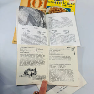 Vintage Culinary Ephemera — 7-Piece Mid-Century Recipe Pamphlet Bundle (c.1950s–1970s) — Campbell’s, Wesson “101 Ways to Cook Chicken,” Hamilton Beach | Illustrated, Culinary History