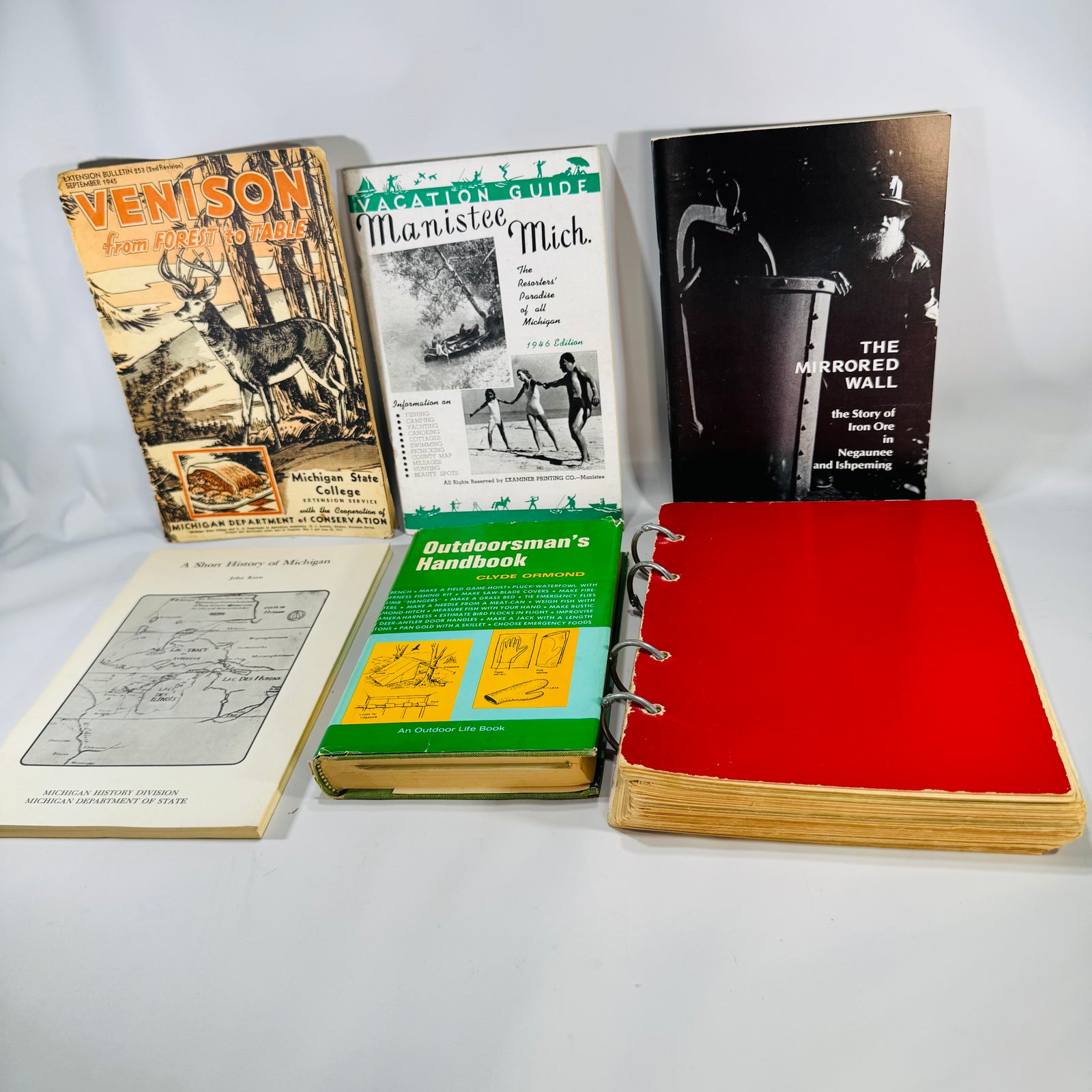 Michigan Outdoors & History Bundle—Hunting, Iron Ore, Manistee Guide, Community Cookbook (1951) | Vintage Michigan Ephemera & Books