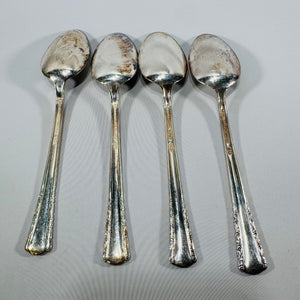 Vintage Holmes & Edwards May Queen Silverplate Spoons Set of 4, Inlaid IS, 7 Inch Floral Flatware