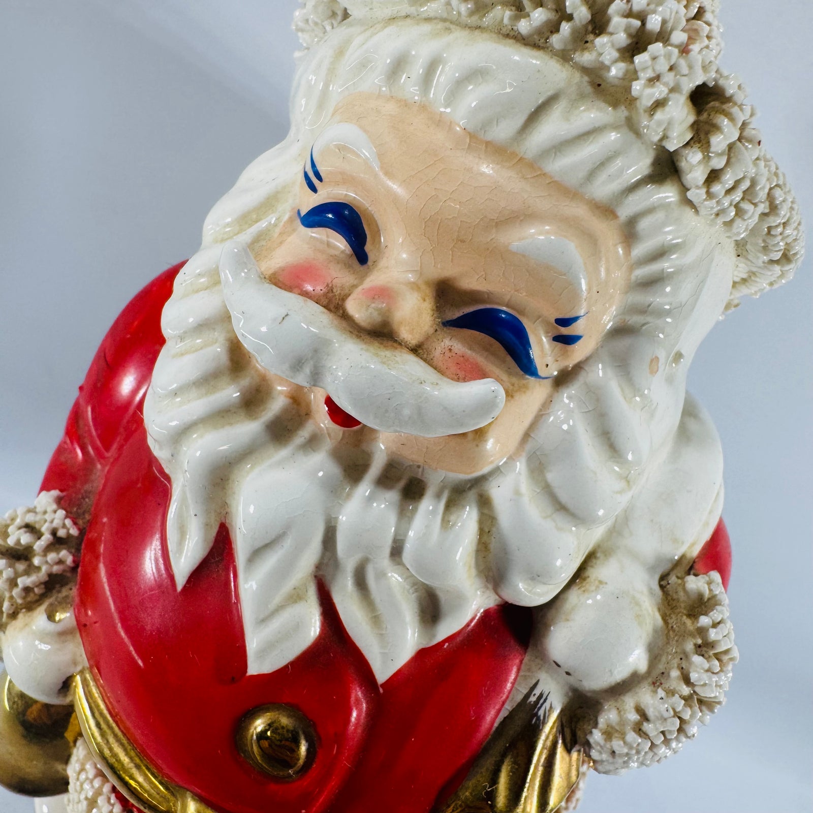 Vintage Japanese Spaghetti Santa Bank 1950s 1960s Ceramic Christmas Figurine