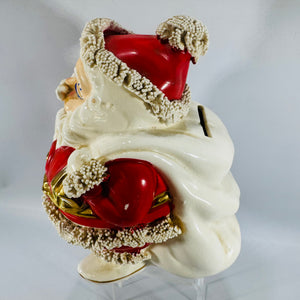 Vintage Japanese Spaghetti Santa Bank 1950s 1960s Ceramic Christmas Figurine