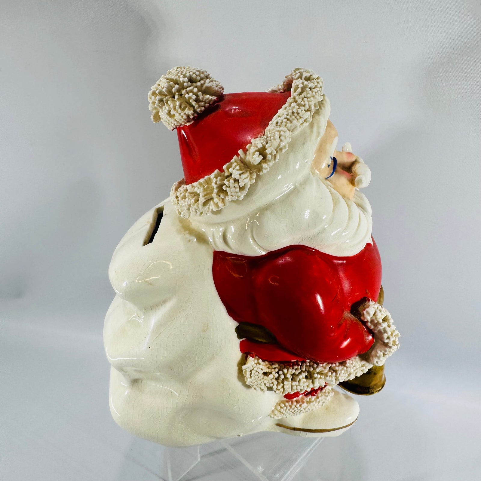 Vintage Japanese Spaghetti Santa Bank 1950s 1960s Ceramic Christmas Figurine