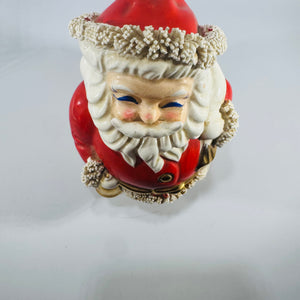 Vintage Japanese Spaghetti Santa Bank 1950s 1960s Ceramic Christmas Figurine
