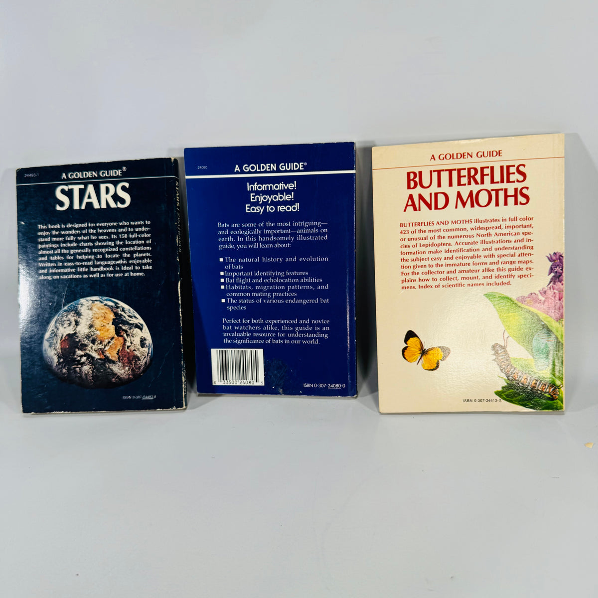 Golden Guide Trio — Stars, Bats of the World, Butterflies & Moths (c. 1964–1994) | Vintage Science & Nature Field Guides