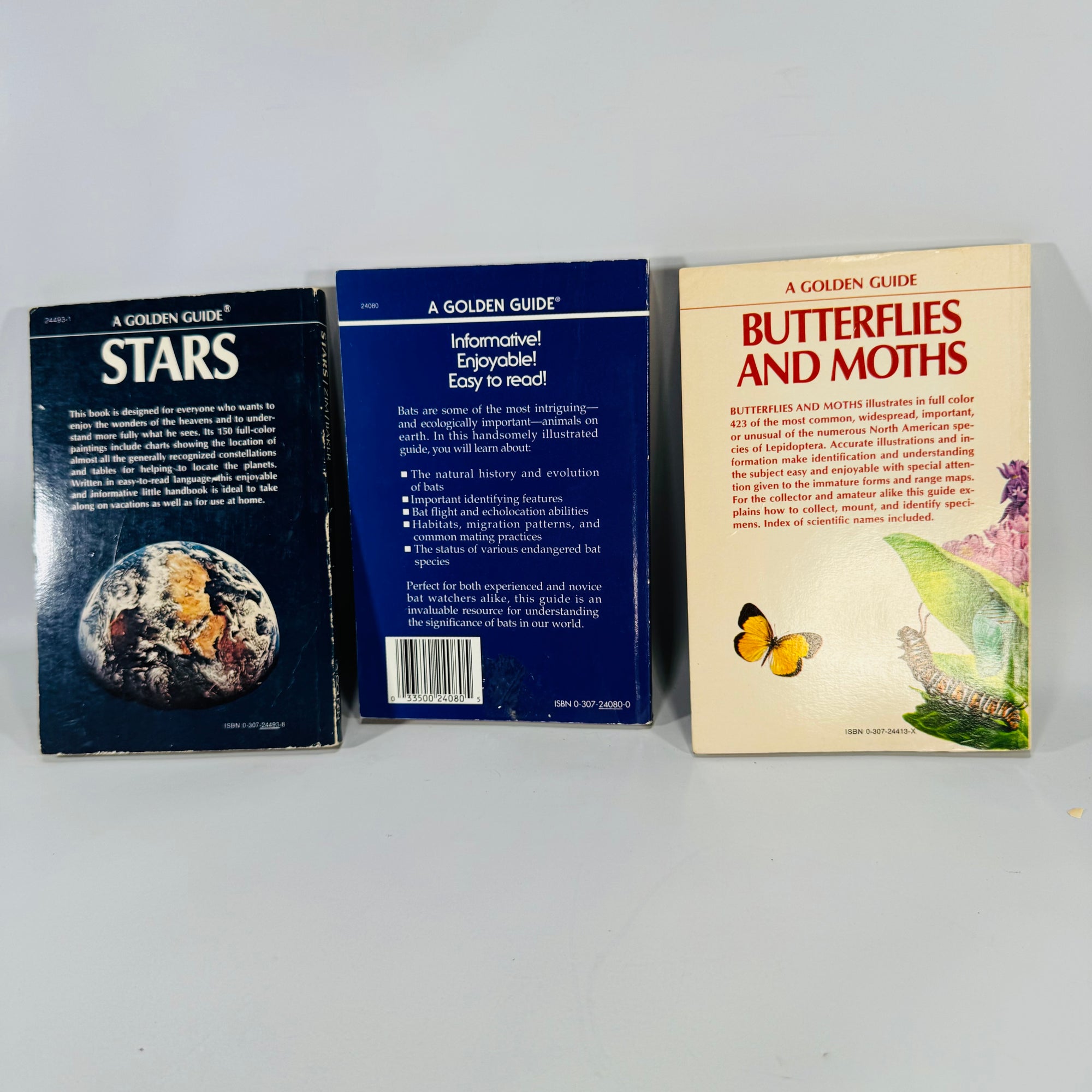 Golden Guide Trio — Stars, Bats of the World, Butterflies & Moths (c. 1964–1994) | Vintage Science & Nature Field Guides