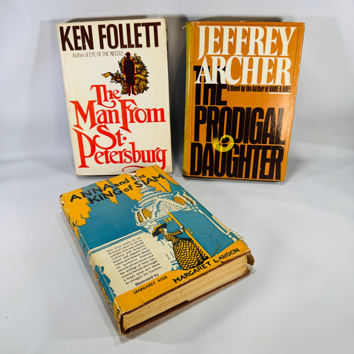 Vintage Fiction Bundle — Anna and the King of Siam (1944), The Man from St. Petersburg (1982), The Prodigal Daughter (1982) | Historical &amp; Political Novels