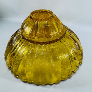 Vintage Anchor Hocking Amber Sunflower Bowls Honey Gold Glass Set