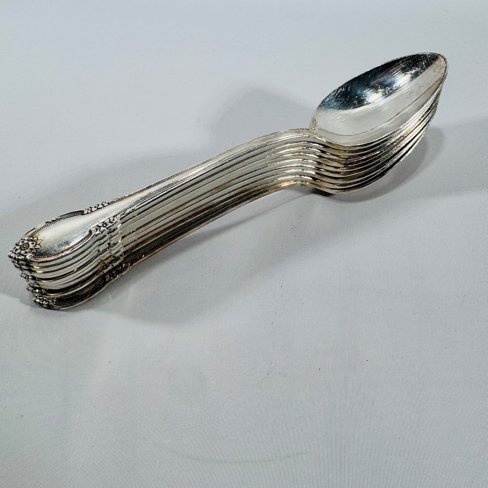 1847 Rogers Bros Remembrance Silverplate Spoons Set of 9 Vintage 1948 Floral Flatware