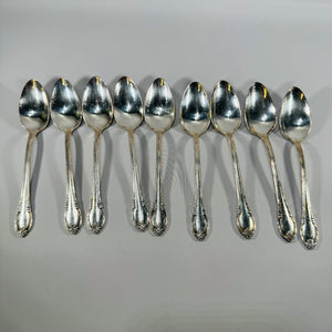 1847 Rogers Bros Remembrance Silverplate Spoons Set of 9 Vintage 1948 Floral Flatware