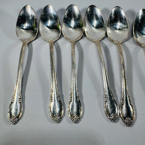 1847 Rogers Bros Remembrance Silverplate Spoons Set of 9 Vintage 1948 Floral Flatware