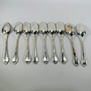 1847 Rogers Bros Remembrance Silverplate Spoons Set of 9 Vintage 1948 Floral Flatware