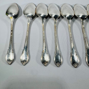 1847 Rogers Bros Remembrance Silverplate Spoons Set of 9 Vintage 1948 Floral Flatware