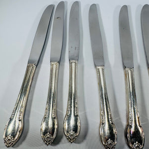 1847 Rogers Bros Remembrance Silverplate Knives Set of 8 Vintage 1948 Floral Flatware