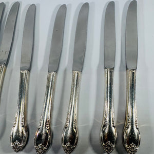 1847 Rogers Bros Remembrance Silverplate Knives Set of 8 Vintage 1948 Floral Flatware
