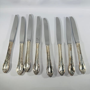 1847 Rogers Bros Remembrance Silverplate Knives Set of 8 Vintage 1948 Floral Flatware