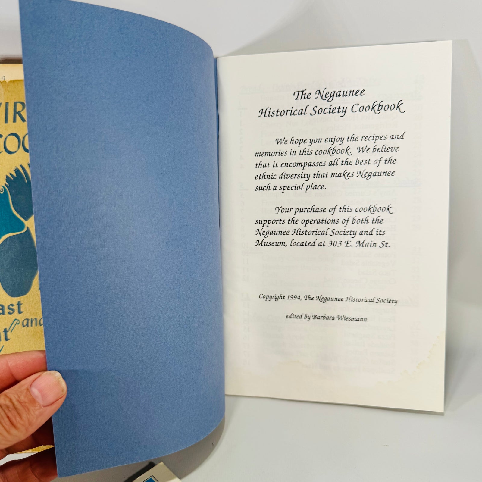 Vintage Community & Regional Cookbooks — Virginia Cookery (1957) + Negaunee Historical Society Cookbook (1994) + Marge Griffin’s Family Cookbook | Annotated Set, 3 Books