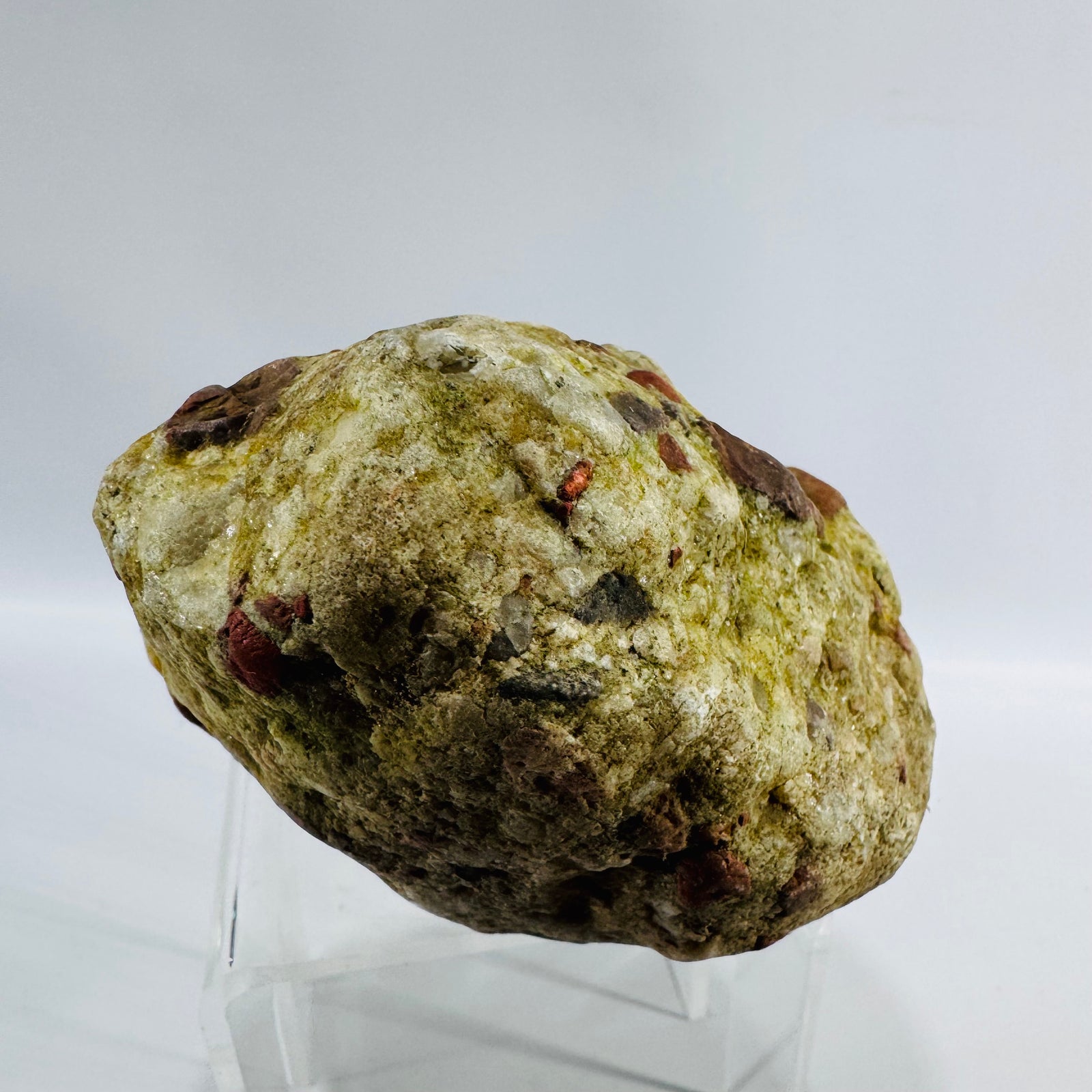 Vintage Puddingstone Rock Specimen Jasper Quartz Conglomerate Display Stone
