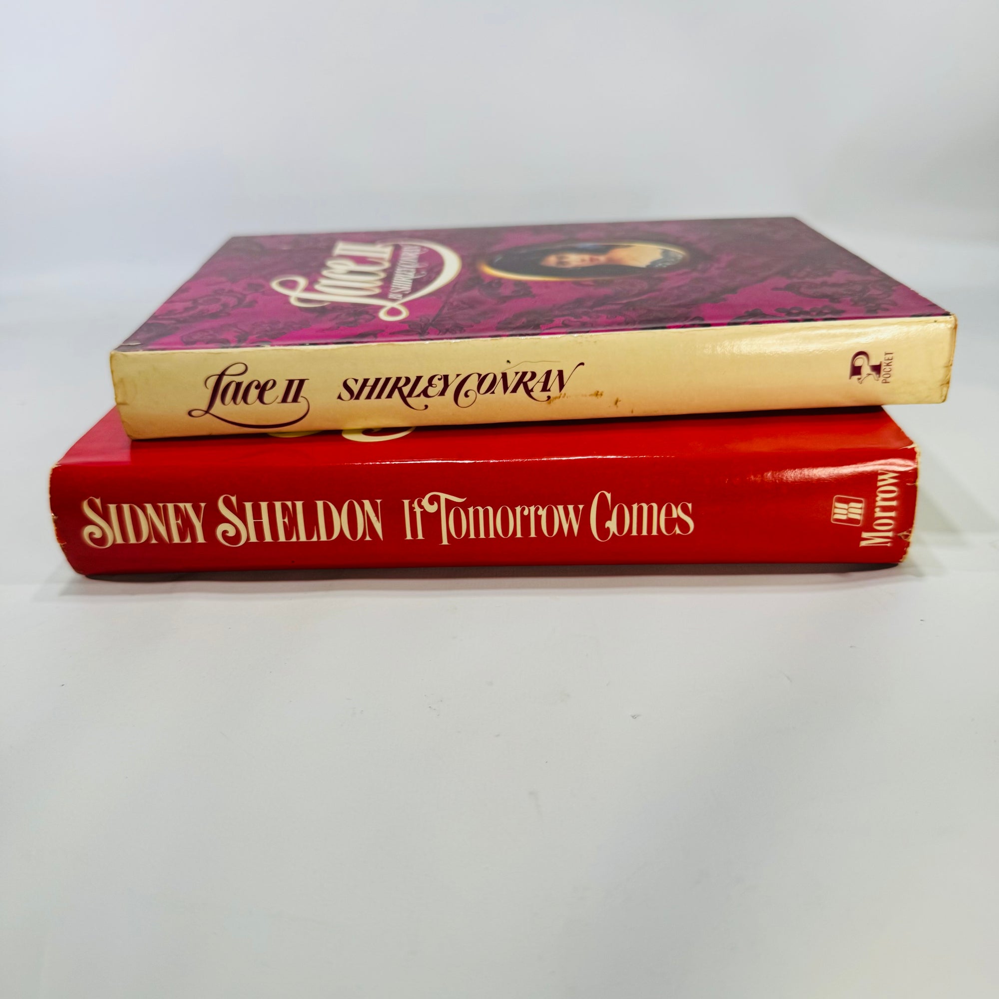 1980s Romance & Women’s Fiction Book Bundle (2) — Sidney Sheldon If Tomorrow Comes + Shirley Conran Lace II (1985) | Curated Set