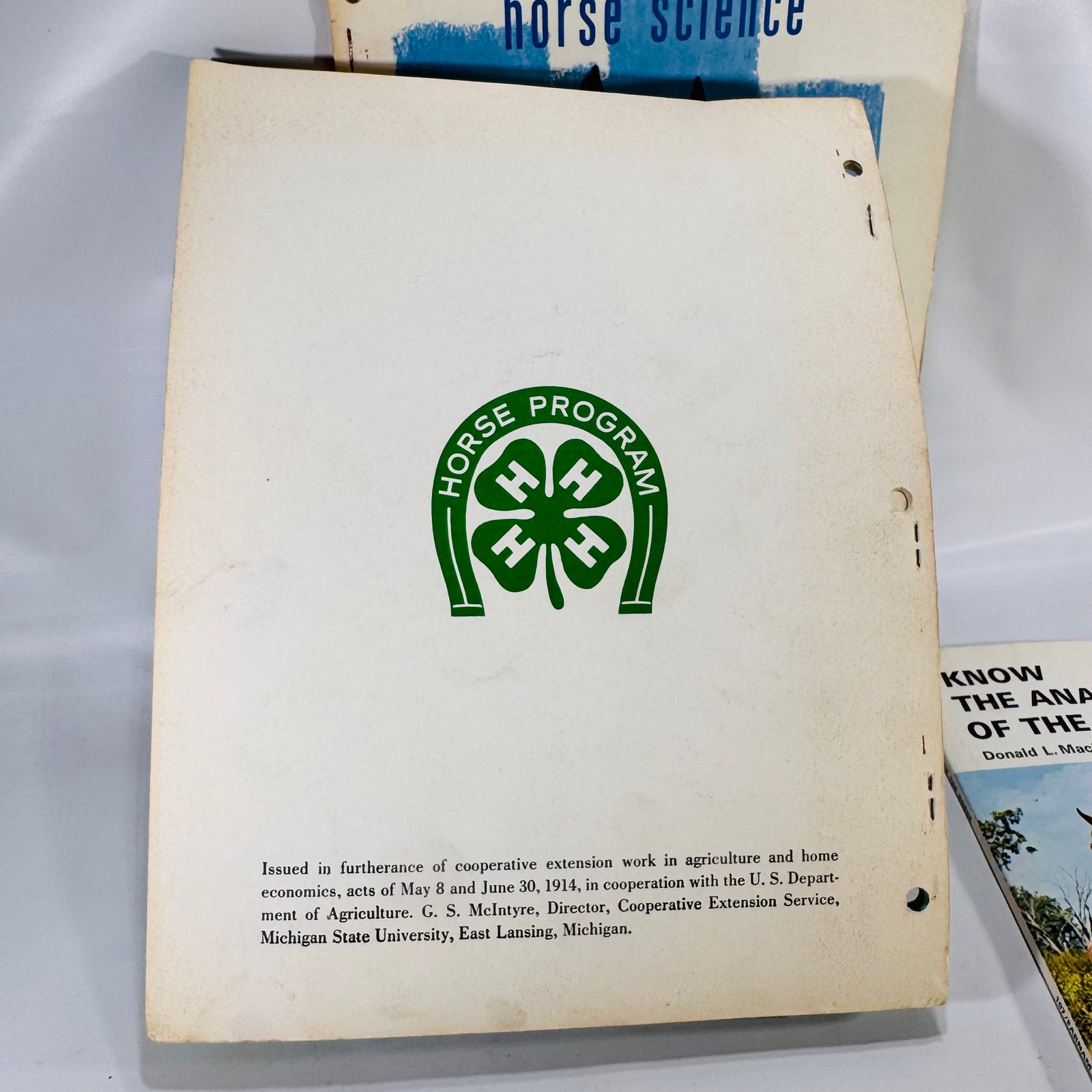 Set of Three Vintage Horse Books – Equine Anatomy & 4-H Horse Program Guides