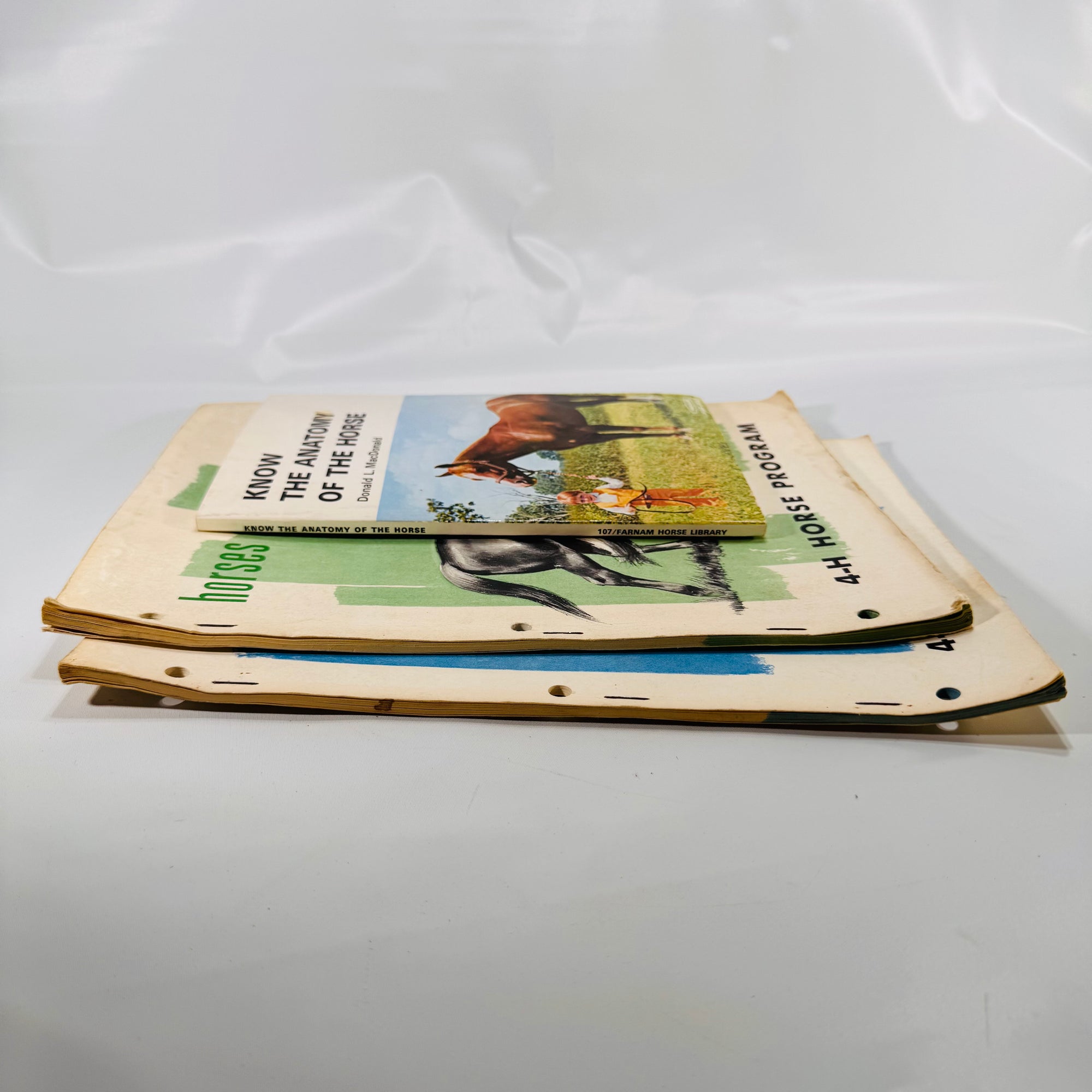 Set of Three Vintage Horse Books – Equine Anatomy & 4-H Horse Program Guides