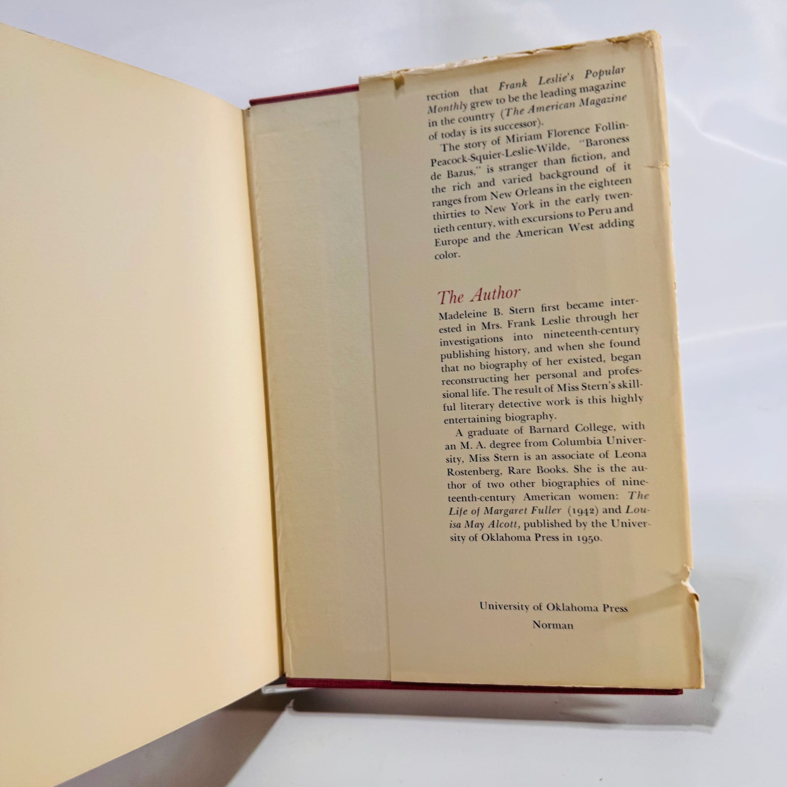 The Life of Mrs. Frank Leslie by Madeleine B. Stern (1953), University of Oklahoma Press, Hardcover