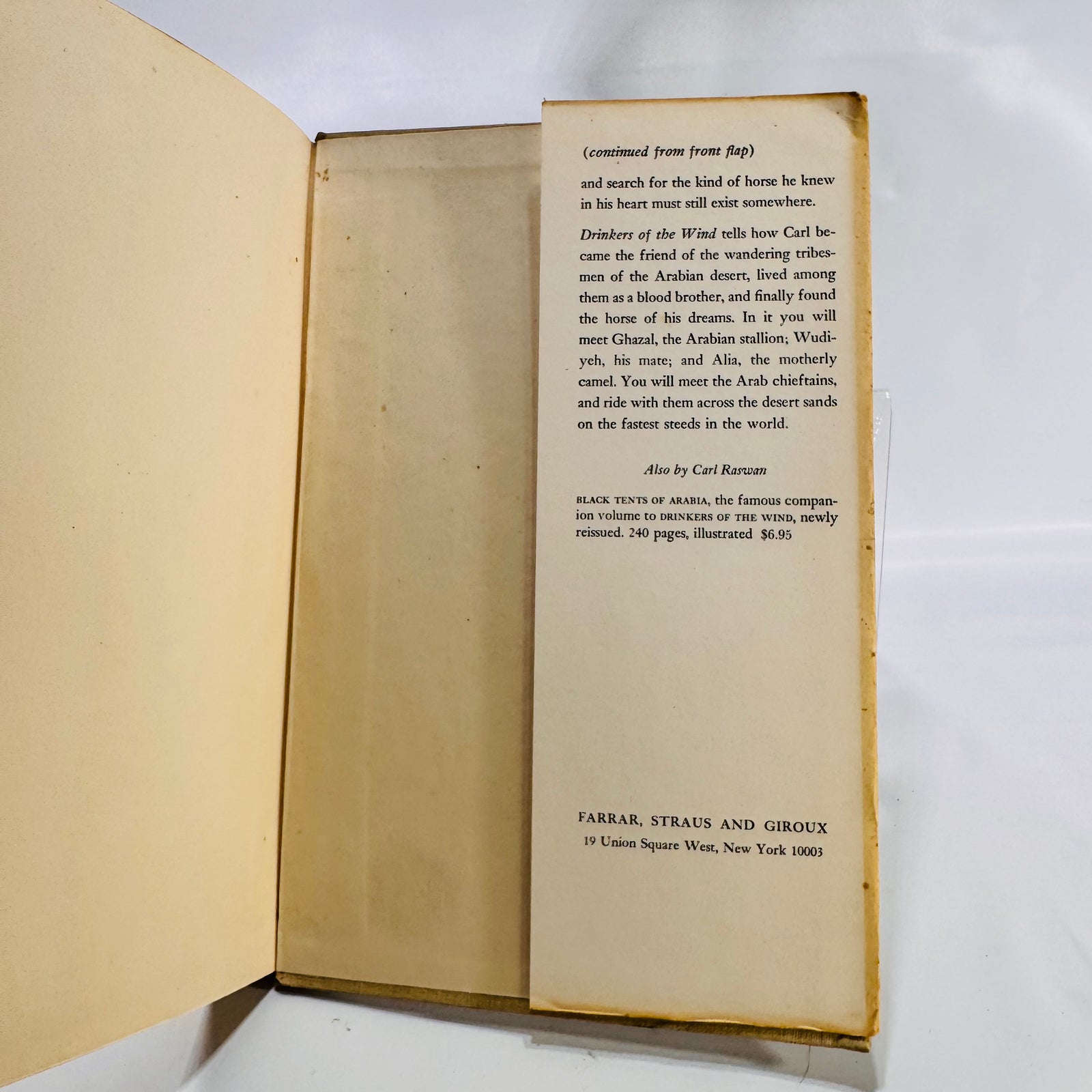 Drinkers of the Wind – A Classic Equestrian Adventure by Carl Raswan (1971) Hardcover