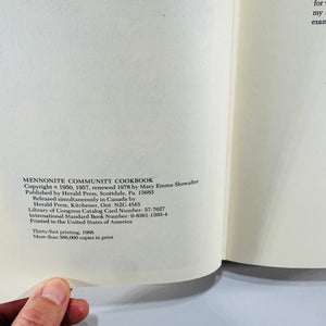 Mennonite Community Cookbook Mary Emma Showalter Hardcover 1988 Vintage Recipe Book