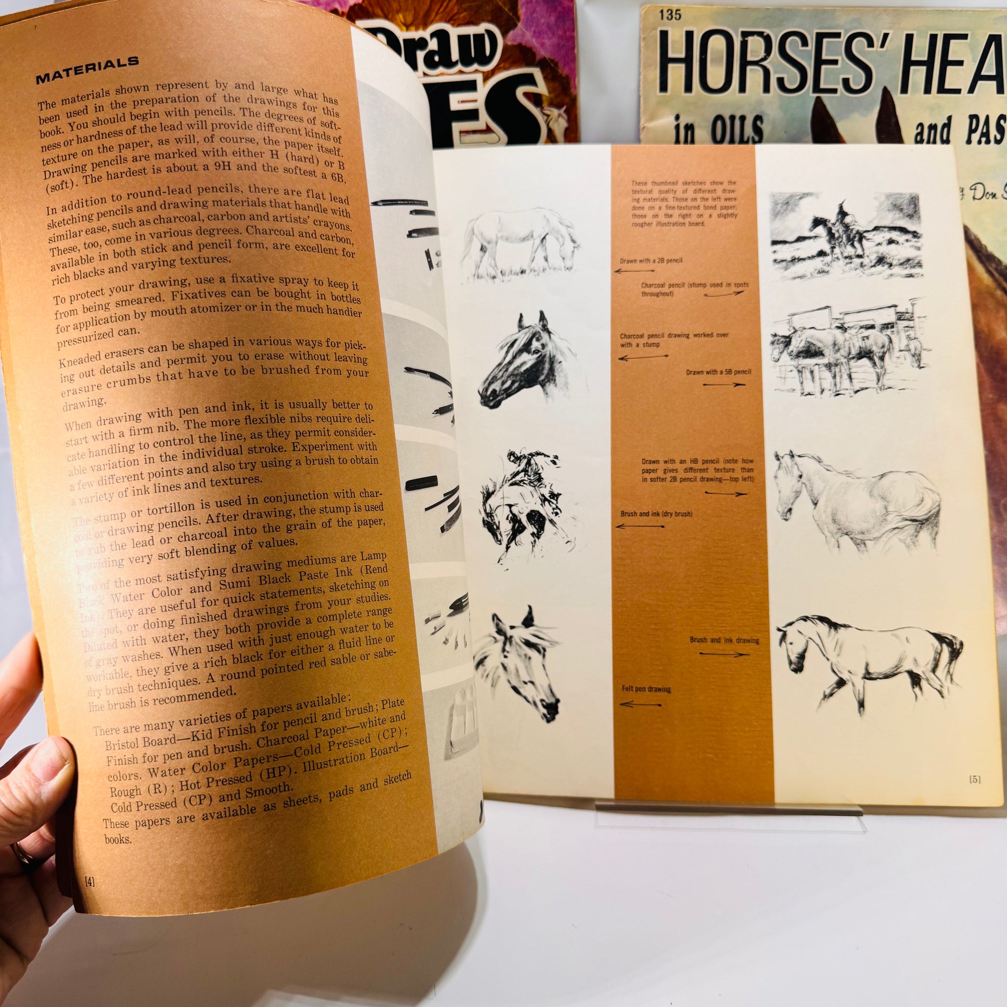 Set of Three Vintage Drawing Books – Learn to Draw Horses, Animals & More