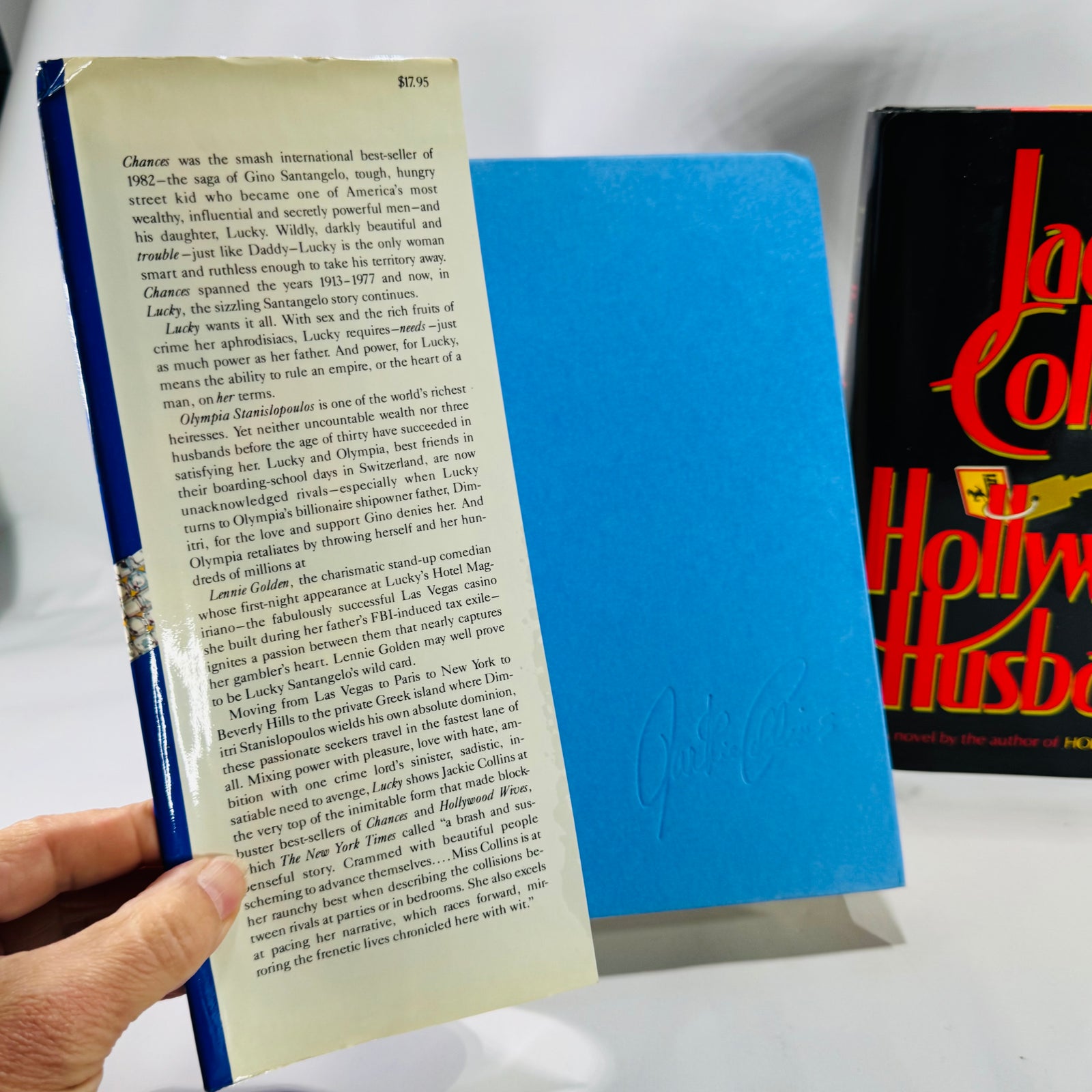 Jackie Collins 1980s Women’s Fiction Bundle — Lucky & Hollywood Husbands (1985–1986) — Simon & Schuster | Vintage Glam Fiction, Romance