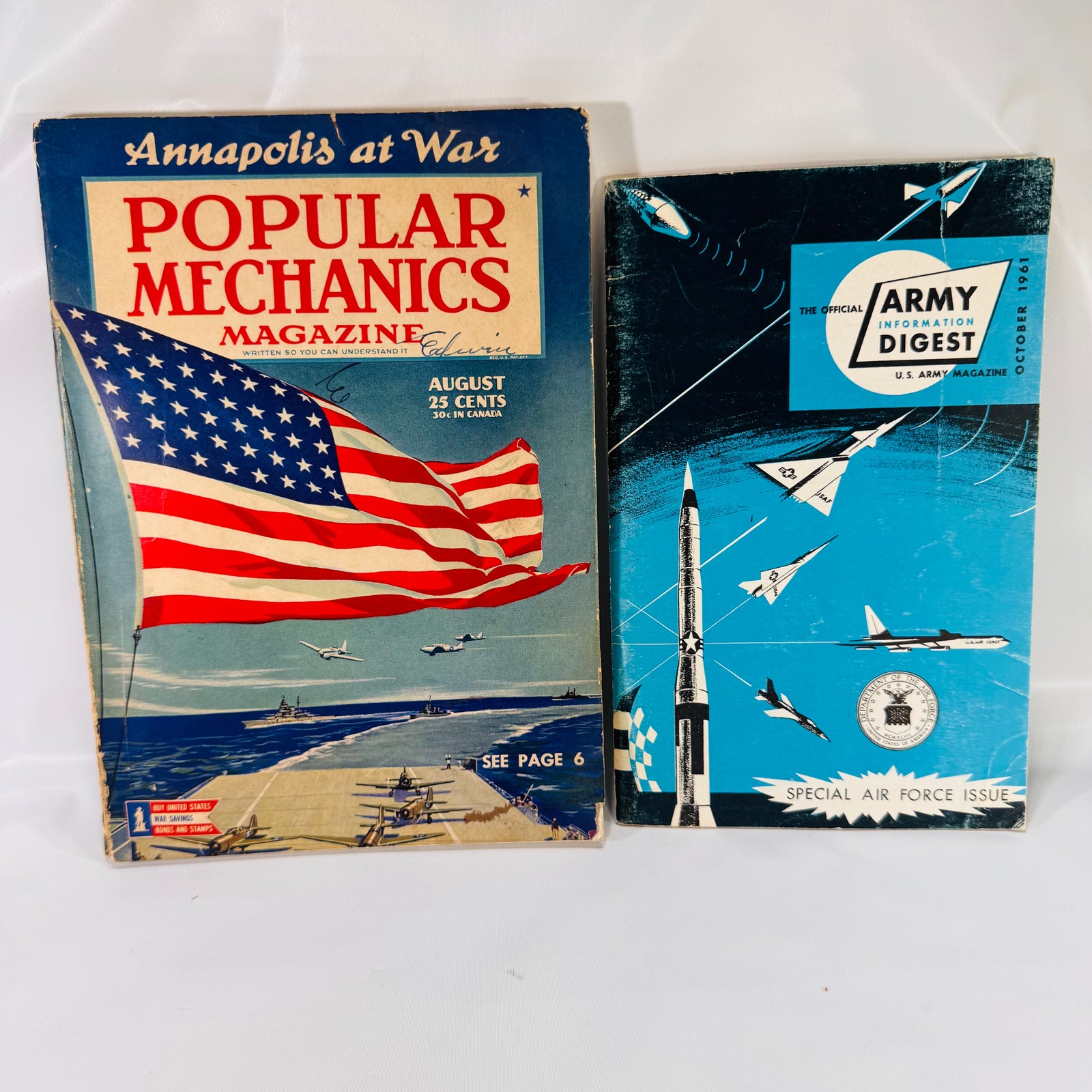 Vintage Military & Technology Magazines – Popular Mechanics (1943) & Army Information Digest (1961)