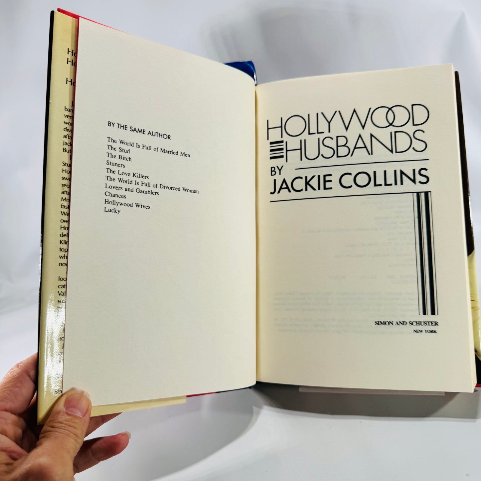 Jackie Collins 1980s Women’s Fiction Bundle — Lucky & Hollywood Husbands (1985–1986) — Simon & Schuster | Vintage Glam Fiction, Romance