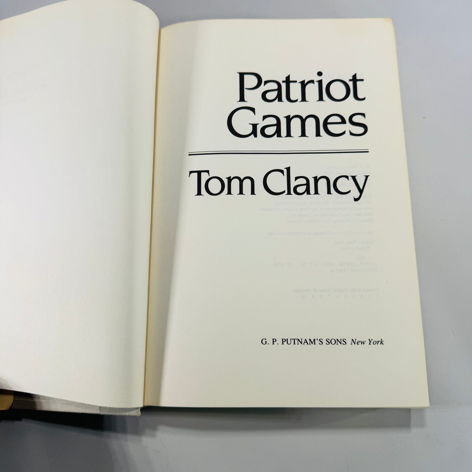 Tom Clancy Thriller Classic — Patriot Games (1987) — G.P. Putnam’s Sons | Hardcover, Fiction