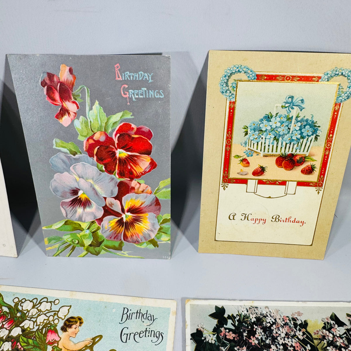 Vintage Birthday Postcard Bundle Antique Floral Written Postcards Early 1900s