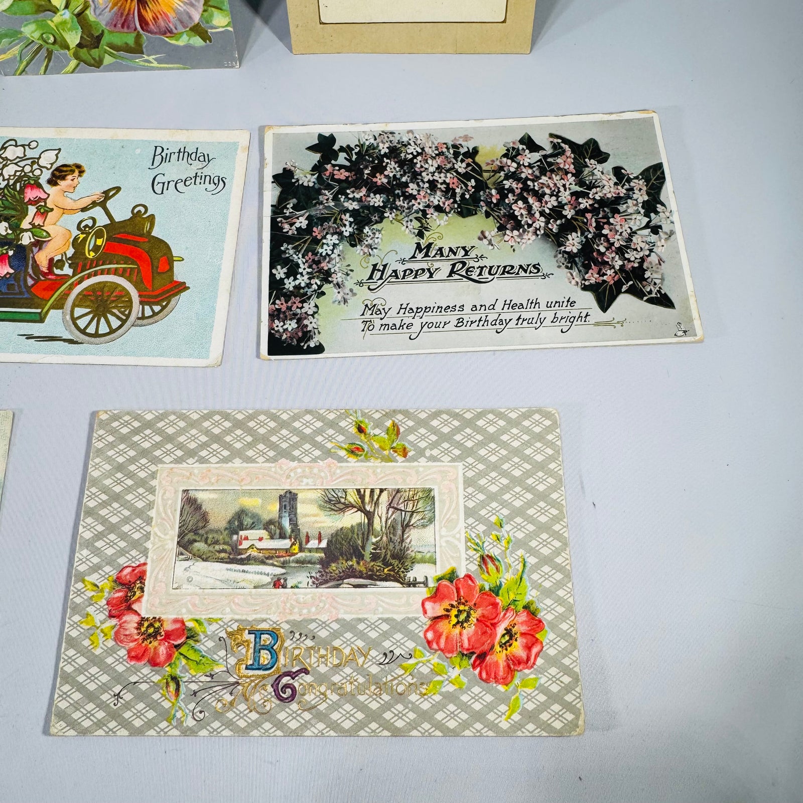 Vintage Birthday Postcard Bundle Antique Floral Written Postcards Early 1900s