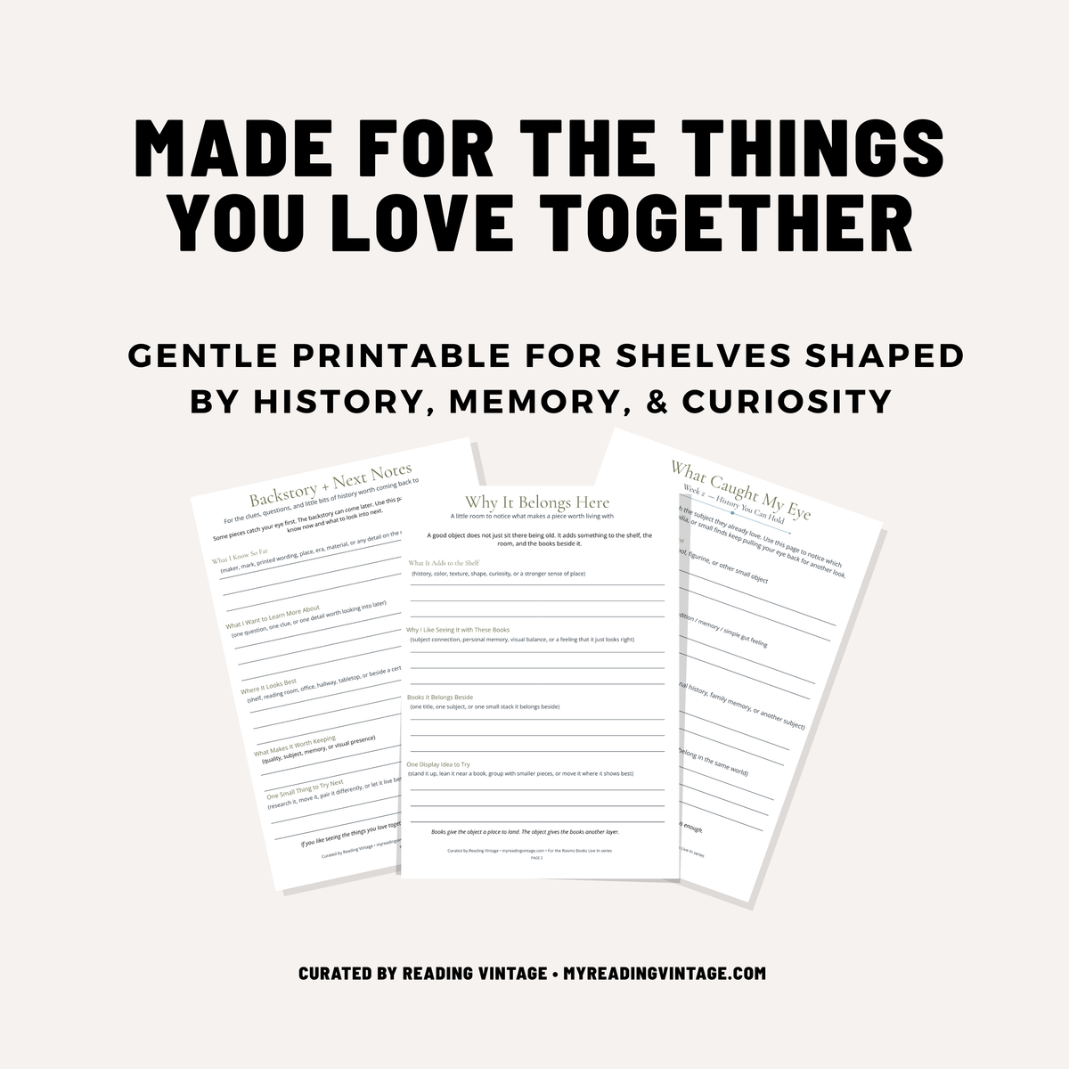 History You Can Hold | Books + Memorabilia Printable PDF