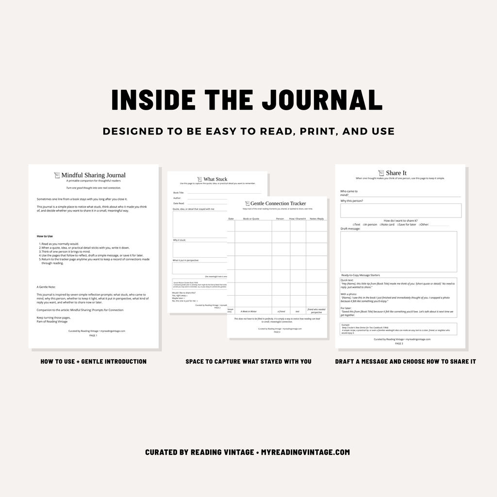 Mindful Sharing Journal Printable | 4-Page Reading Reflection PDF