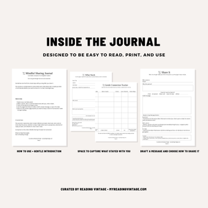 Mindful Sharing Journal Printable | 4-Page Reading Reflection PDF