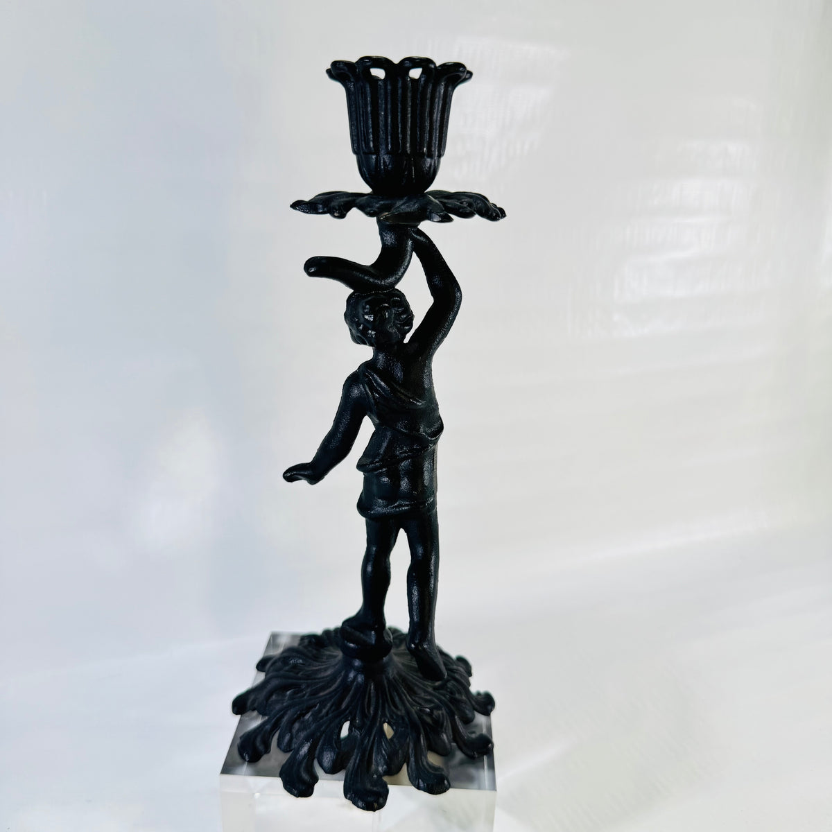 Iron Art JM 77 Figural Lady Candlestick 1955 to 1970s Cast Iron