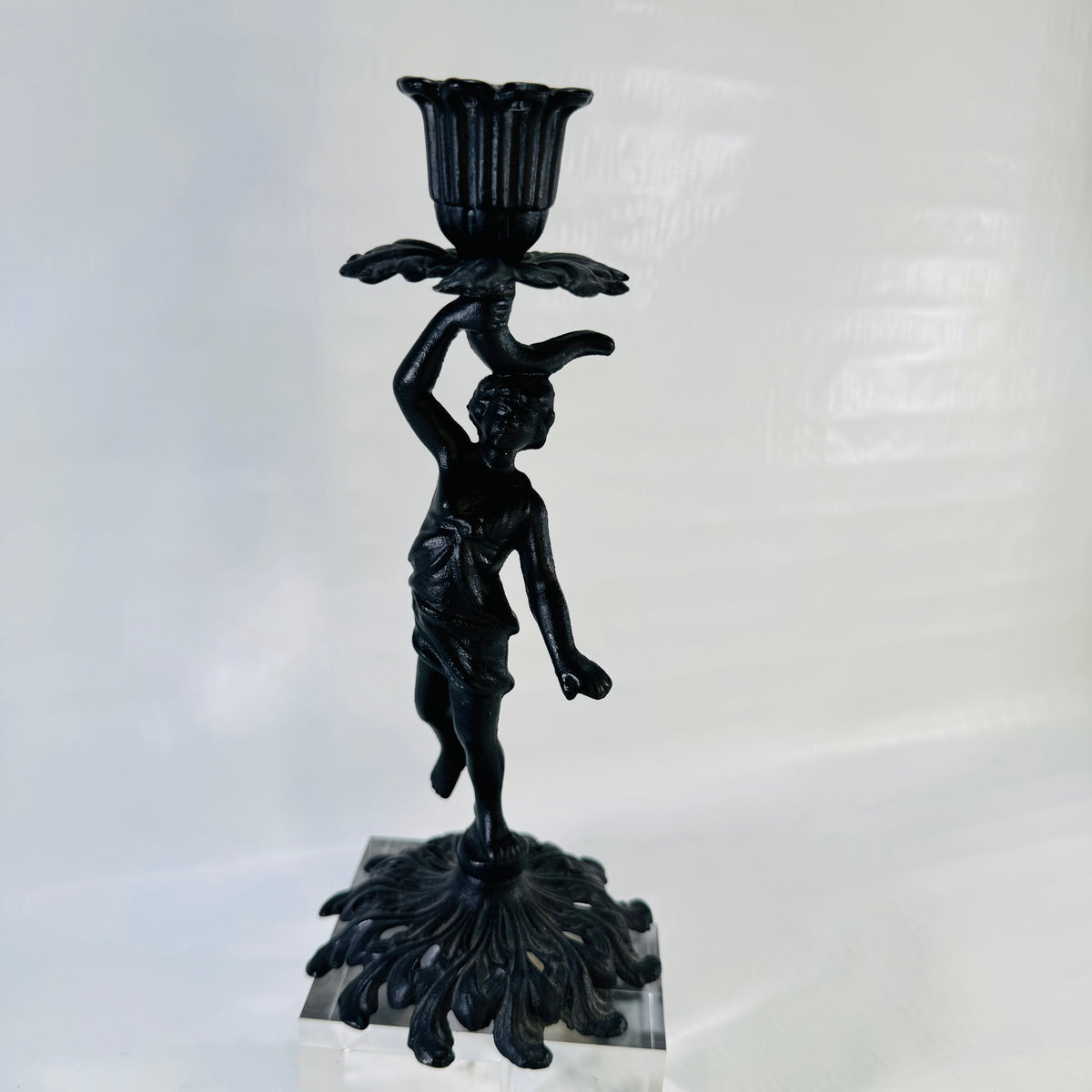 Iron Art JM 77 Figural Lady Candlestick 1955 to 1970s Cast Iron