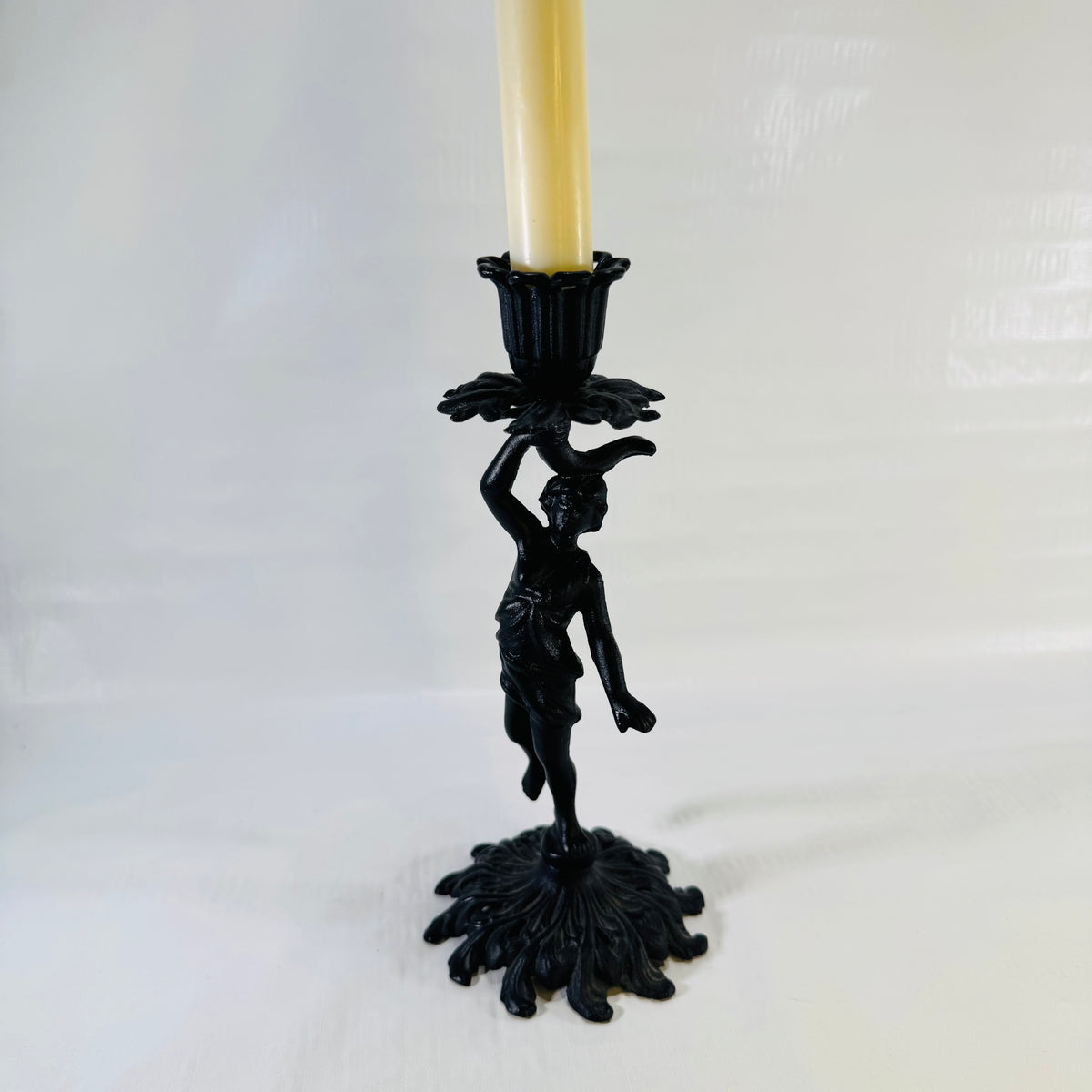 Iron Art JM 77 Figural Lady Candlestick 1955 to 1970s Cast Iron