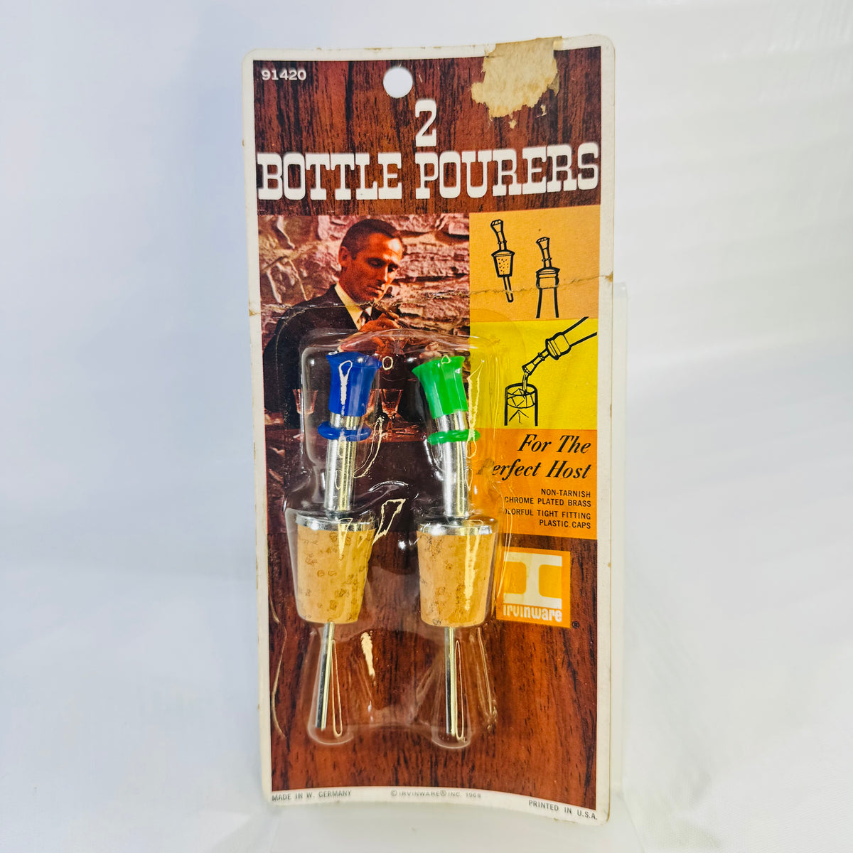 Irvinware 91420 Bottle Pourers 1968 West Germany NOS Set of 2