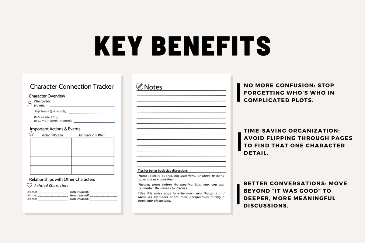 Character Connection Tracker: A Book Club Activities for Deeper Discussions