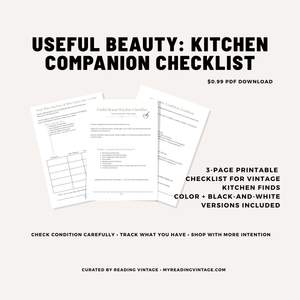 Useful Beauty: Kitchen Companion Checklist Printable PDF | Vintage Kitchen Shopping List & Condition Guide
