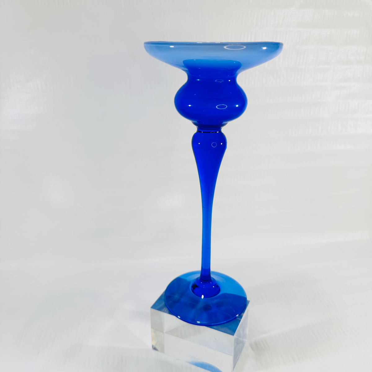 Lavorazione Arte Murano Blue Glass Candlestick 1970s to 1980s Made in Italy