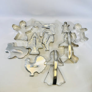 Aluminum Cookie Cutter Lot of 10 with Holiday Shapes
