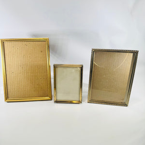 Ornate Gold Tone Metal Picture Frames Lot of 3 Easel Back Tabletop