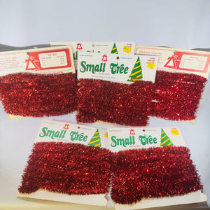 National Tinsel Small Tree Garland Red 10 Ft Cards 1960s to 1970s Lot of 6