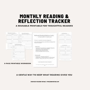 Monthly Reading & Reflection Tracker Printable | 6-Page Reading Journal PDF